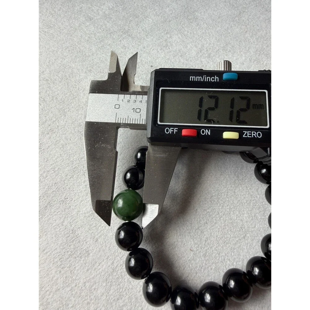 Black Obsidian Bracelet W Natural Jade Bead Protection Bracelet Grounding Stone